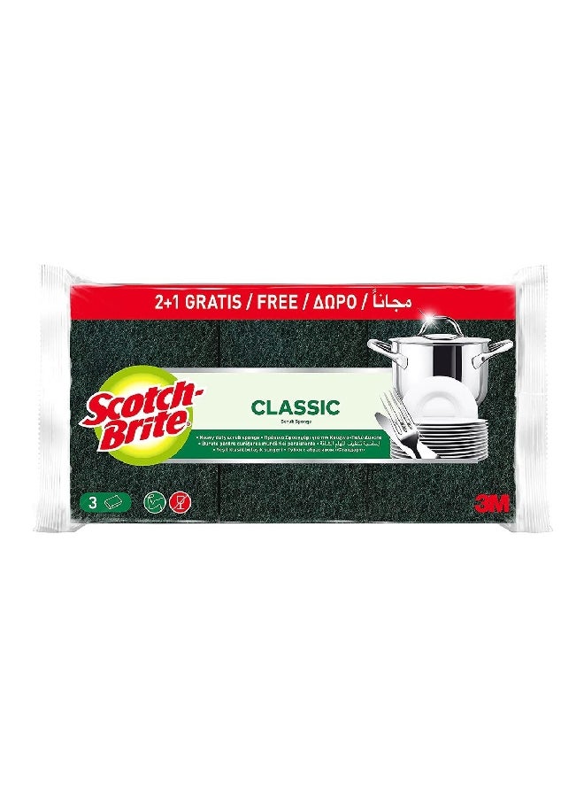 Scotch Brite 3-Piece Heavy Duty Classic Flat Laminate Scrub Sponge Yellow and Green UU010939484 - Image 1