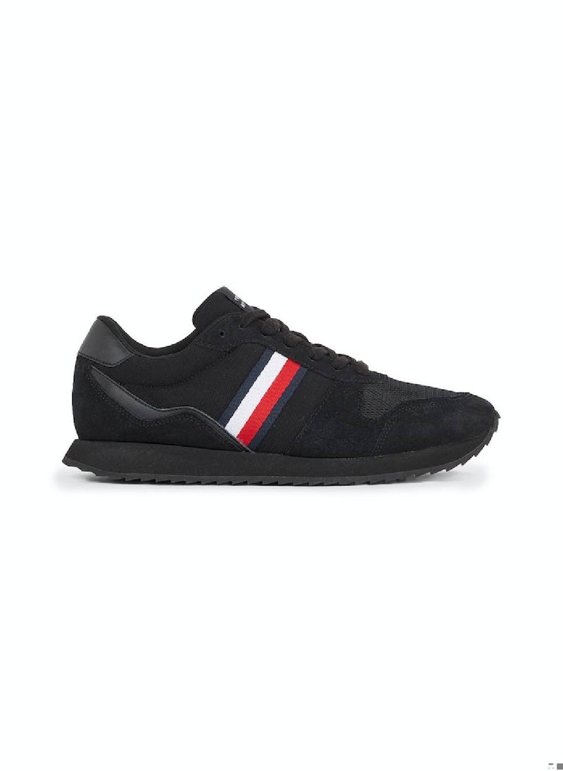 TOMMY HILFIGER - Men's Cleat Signature Tape Trainers -  Stretch recycled polyester upper, Black - Image 1