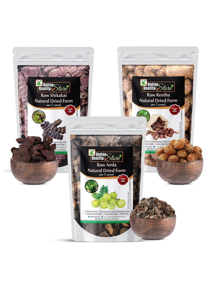 Online Quality Store Reetha Amla Shikakai combo raw form |Organic Reetha for Hair |Aritha|Reetha|Ritha|Soapnuts (Sapindus Mukorossi) |Indian Gooseberry |dried Shikakai, Acacia Concinna |reetha amla shikakai raw shampoo |hair pack |900g  - Image 1