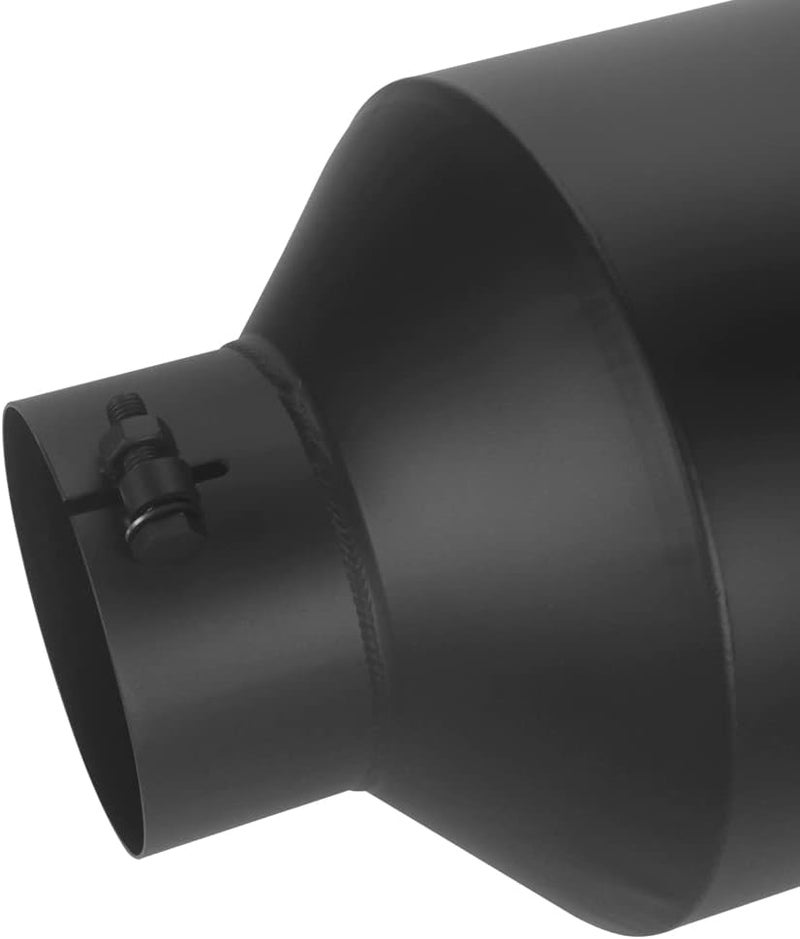 LCGP 5" Inlet 10" Outlet 15" Long Rolled End Angle Cut Bolt On Exhaust Tip Tail Pipe - Black Powder Coated - Image 5