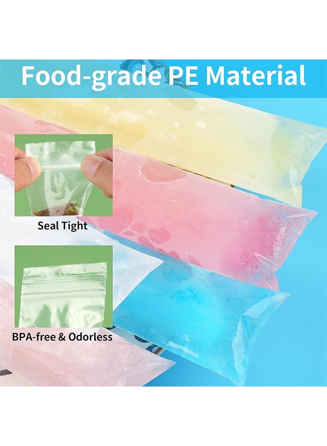 100 قطعة من أكياس قوالب الثلج للاستخدام مرة واحدة، أكياس مصاصات الثلج محلية الصنع مع قمع (اللون عشوائي)، أنابيب تجميد الوجبات الخفيفة للوجبات الخفيفة الصحية والعصائر والمشروبات المخفوقة - Image 4