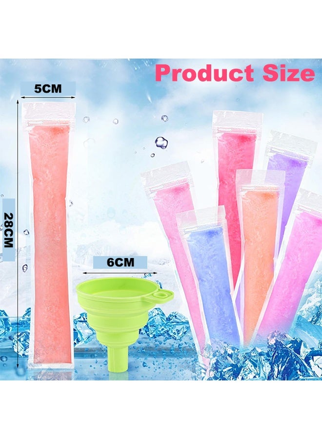 100 قطعة من أكياس قوالب الثلج للاستخدام مرة واحدة، أكياس مصاصات الثلج محلية الصنع مع قمع (اللون عشوائي)، أنابيب تجميد الوجبات الخفيفة للوجبات الخفيفة الصحية والعصائر والمشروبات المخفوقة - Image 2