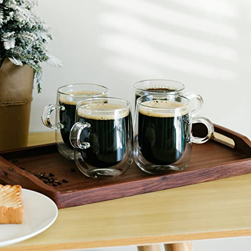 Brew To A Tea BTaT Double Wall Glass Coffee Mugs - 16 oz (500ml), Set of 4, Double Insulated, Clear Latte Mugs - Image 4