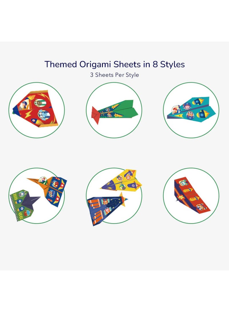 MiDeer Origami Paper Planes Kit for Kids | 36-Piece Paper Folding Set with Instructions, Stickers & Colorful Sheets | Easy-to-Fold Origami Airplanes for Children Ages 5+ - Image 3