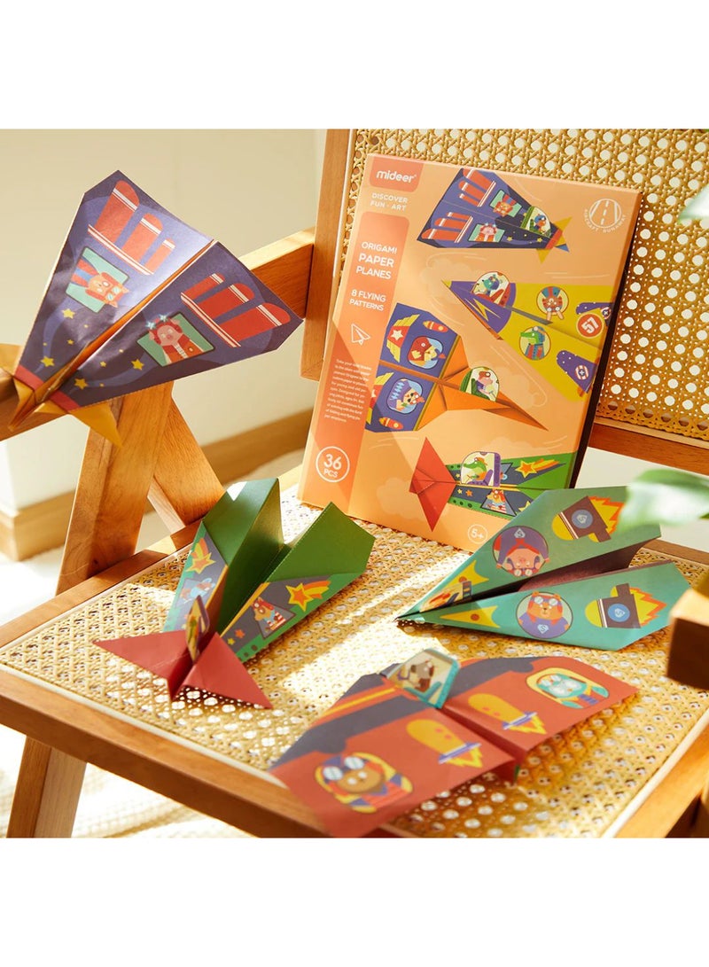 MiDeer Origami Paper Planes Kit for Kids | 36-Piece Paper Folding Set with Instructions, Stickers & Colorful Sheets | Easy-to-Fold Origami Airplanes for Children Ages 5+ - Image 2