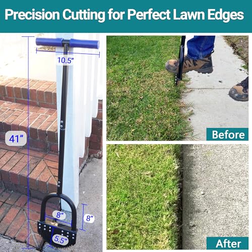 CKLT Edger Lawn Tool 41in Border Edger with Tempered Spring Steel Blade Long Rubber Handle Wide Footplate Rustproof Manganese Steel Half Moon Edger for Garden Maintenance - Image 4