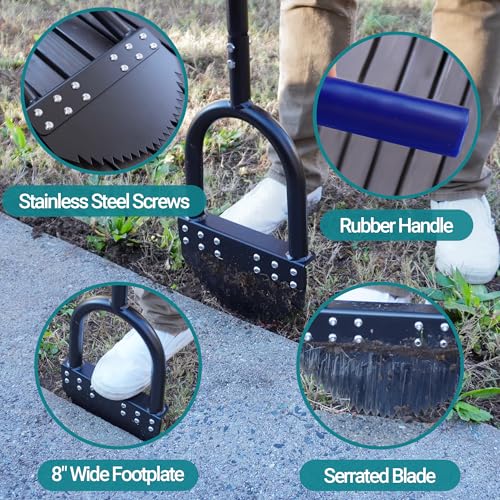 CKLT Edger Lawn Tool 41in Border Edger with Tempered Spring Steel Blade Long Rubber Handle Wide Footplate Rustproof Manganese Steel Half Moon Edger for Garden Maintenance - Image 3