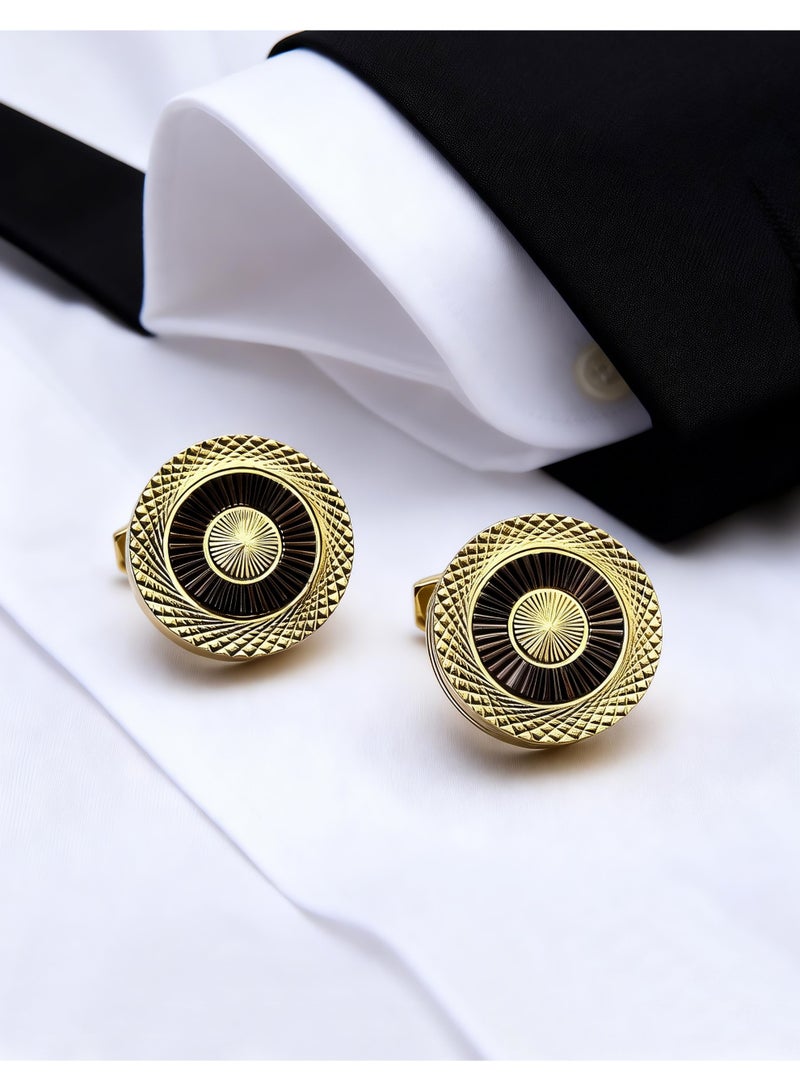 HomeNoor Classic Sunburst Cufflinks, Elegant Formal French Cufflinks for Business, Wedding and Daily Wear, Stylish Shirt Cuff Links for Special Events, Perfect Gift Idea for Men - Image 3
