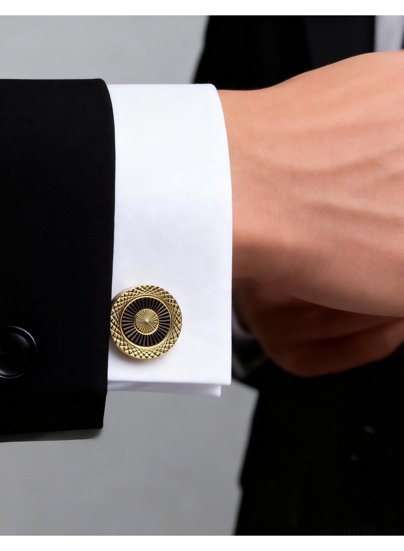 HomeNoor Classic Sunburst Cufflinks, Elegant Formal French Cufflinks for Business, Wedding and Daily Wear, Stylish Shirt Cuff Links for Special Events, Perfect Gift Idea for Men - Image 1