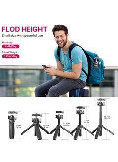 Ulanzi ULANZI MT-47 Camera Tripod Aluminum Alloy Mini Travel Phone Tripod Stand Compact Desktop Tripod for DSLR, 360° Ball Head with 1/4 inch Arca Quick Release Plate Cold Shoe Portable Vlog Selfie Stick  - Image 4