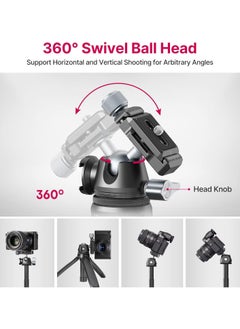 Ulanzi ULANZI MT-47 Camera Tripod Aluminum Alloy Mini Travel Phone Tripod Stand Compact Desktop Tripod for DSLR, 360° Ball Head with 1/4 inch Arca Quick Release Plate Cold Shoe Portable Vlog Selfie Stick  - Image 3