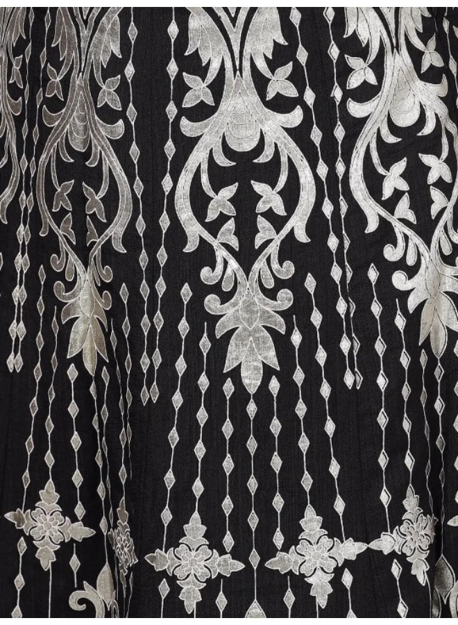 AKS Black & Silver Printed Lehenga Blouse With Dupatta