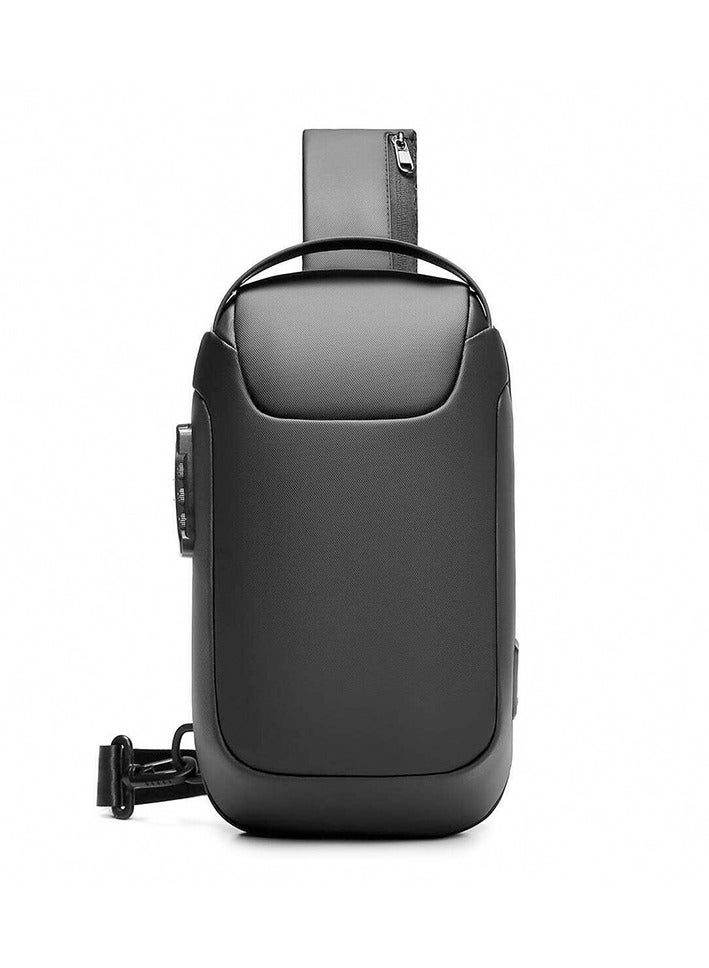 REBENUO A completely anti-theft men's bag for storing important personal papers, equipped with a USB port, black color, model No. AP-37 - Image 1