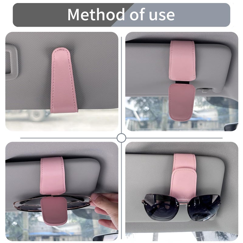 TILDOSAC Sunglasses Holder for Car Visor, Leather Magnetic Glass Holder for Car, Sunglass Clip for Car Visor,Pink - Image 3