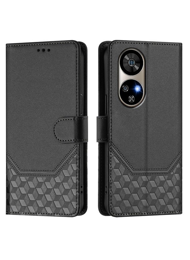 HuHa Case Cover For Ulefone Note 17 Pro Honeycomb Embossing RFID Leather Phone Case(Black) - Image 2