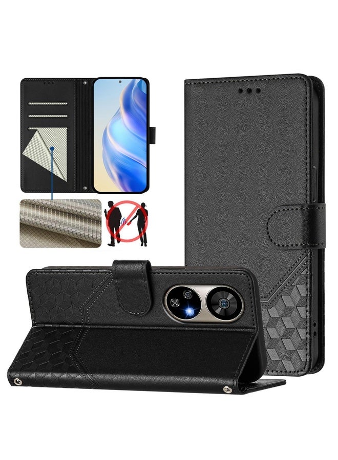 HuHa Case Cover For Ulefone Note 17 Pro Honeycomb Embossing RFID Leather Phone Case(Black) - Image 1