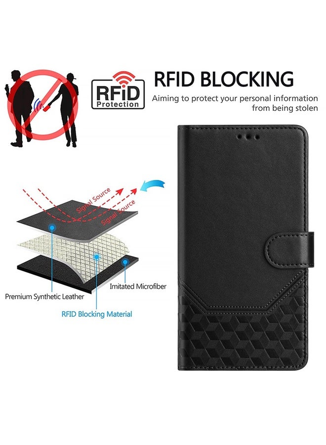HuHa Case Cover For Ulefone Note 17 Pro Honeycomb Embossing RFID Leather Phone Case(Black) - Image 4