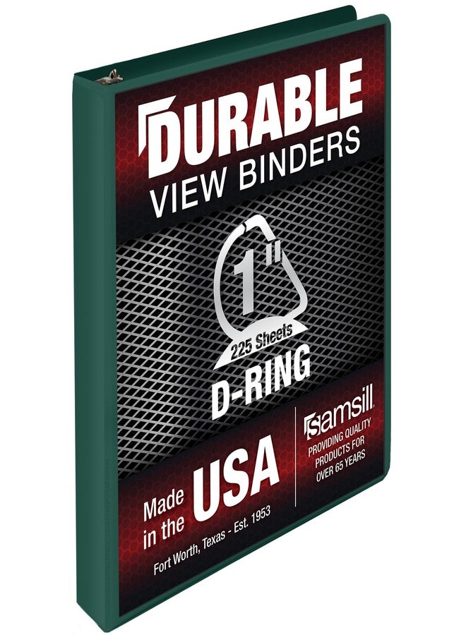سامسيل مجلد سامسيل المتين مقاس 1 بوصة، صنع في الولايات المتحدة الأمريكية، مجلد بحلقات على شكل حرف D، غلاف شفاف قابل للتخصيص، لون أخضر غابي، يتسع لـ 225 صفحة - Image 1