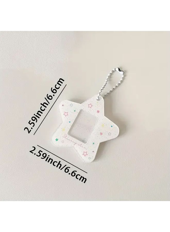Purple Star Shaped Card Holder Transparent Photo Display Case With Chain ID Pouch Durable Portable - Image 2