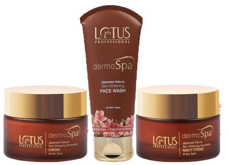 Lotus Professional Lotus Professional dermoSpa Japanese Sakura Day Cream_50  Night Cream_50g  Face Wash_80g  Set Of 3 - Image 1