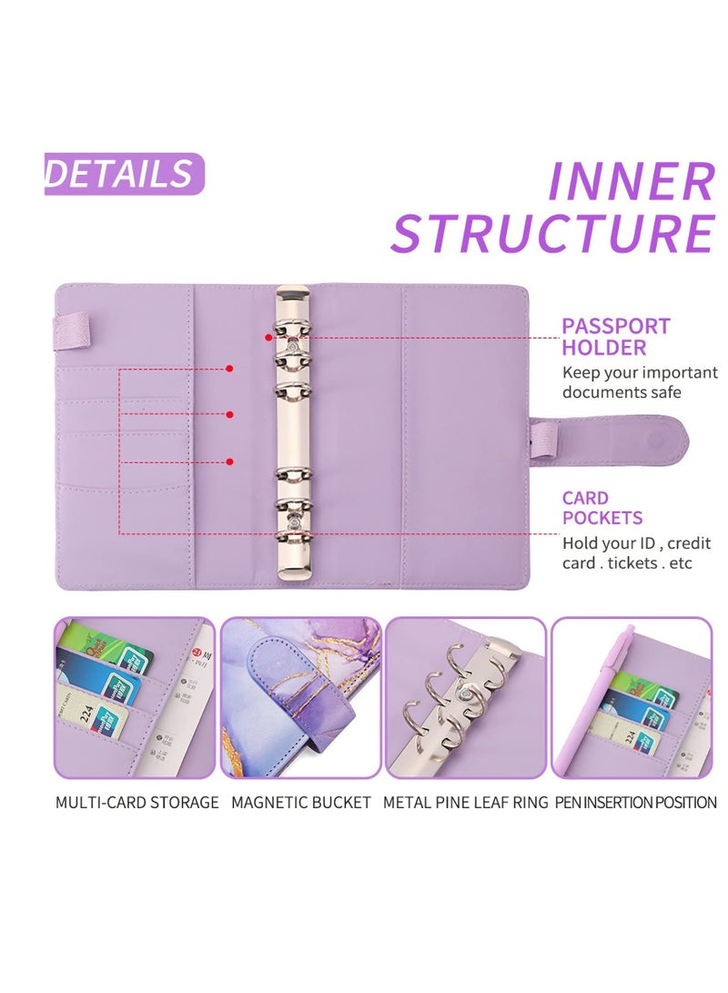 Budget Binder with Zipper Envelopes, Cash Envelopes for Budgeting, A6 PU Leather Budget Binder Planner with 12 Pcs Clear Zipper Envelopes, 12 Pcs Budget Sheets for Budgeting, Saving Money(Pink) - Image 4