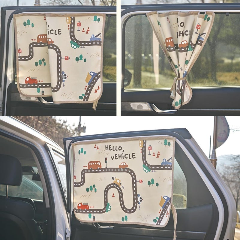 bebedeco Magnet Car Sun Shade Curtain for Side Window for Baby Kids Children - Sunshade Protector Sun Blocker Blind (Hello Vehicle) - Image 2