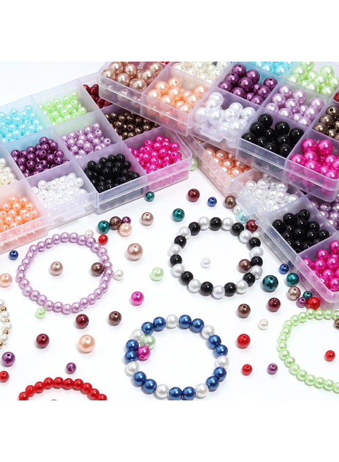 Linsoir beads 1500 Pcs Tiny Satin Luster Faux Pearl Beads Pearl Jewelry for Women Girl Value Pack 15 Color Assorted 6mm Round Pearls - Image 4