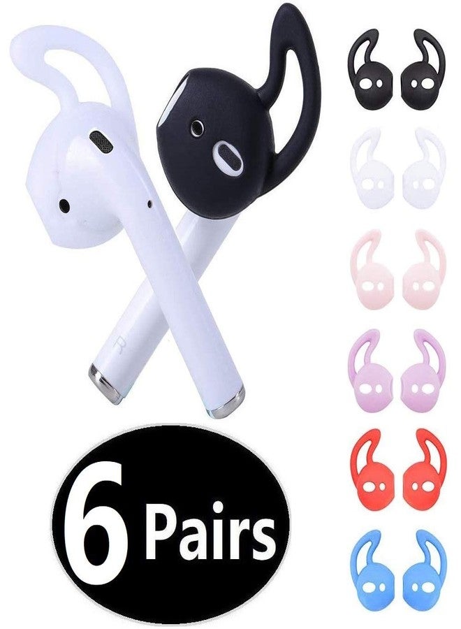 JNSA 6 Pairs Silicone Ear Tips Ear Hooks Compatible with Apple AirPods/EarPods,Silicone Soft Covers Anti-Slip Sport Earbud Tips, Anti-Drop Ear Hook Gel Headphones Earphones Tips,6 Colors - Image 1
