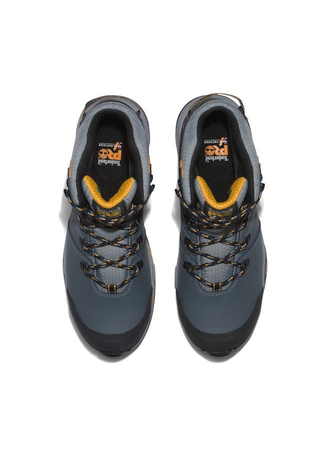 Timberland حذاء عمل صناعي للرجال بارتفاع 6 بوصات مع مقدمة أمان مركبة ومقاوم للماء، رمادي/أصفر، مقاس 10 عريض - Image 5