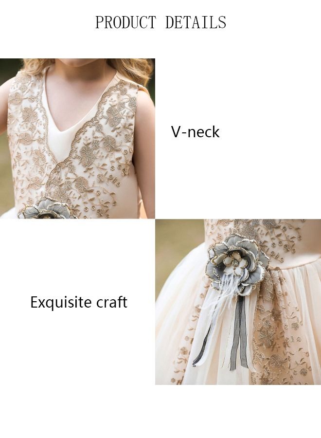 DUNISO Girls Dress Kids Evening Dress Sleeveless Lace Party Dresses with Tutu Skirt Toddler Princess Birthday Party Wedding Dresses Flower Girls Dress - Image 5