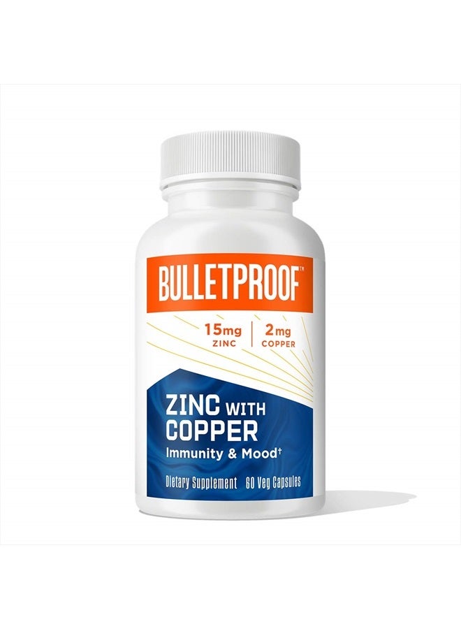 Bulletproof Zinc with Copper Capsules, 60 Count, Minerals and Antioxidant Supplement for Immunity and Mood - Image 1