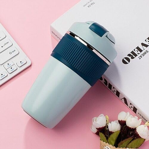 daiDokoro Double Wall Insulated Leak Proof Travel Coffee Tumbler with Inbuilt for Hot/Cold Drinks - (350 ML, Mint Blue) - Image 4