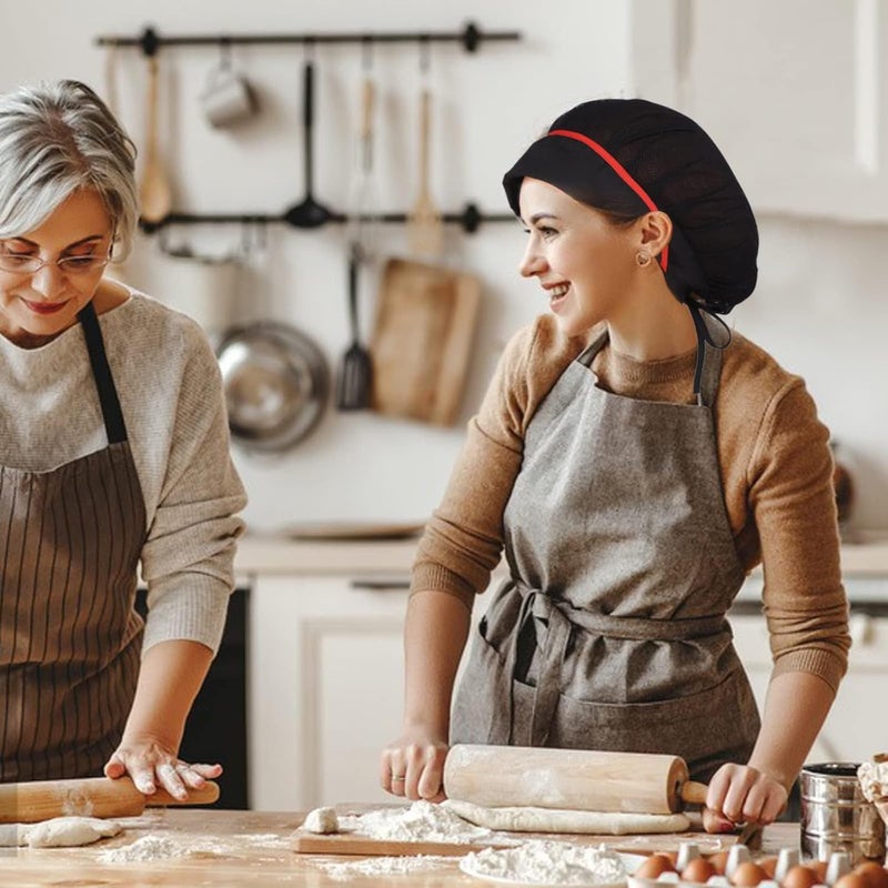 Luckam 2Pcs Chef Hat, Unisex Chef Hats Adjustable Kitchen Cooking Caps with Breathable Mesh Top, Reusable Restaurant Beanie for Kitchen Cooking Service and Other Work - Image 2