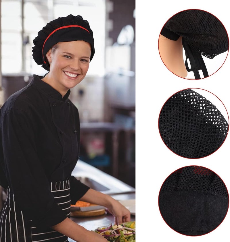 Luckam 2Pcs Chef Hat, Unisex Chef Hats Adjustable Kitchen Cooking Caps with Breathable Mesh Top, Reusable Restaurant Beanie for Kitchen Cooking Service and Other Work - Image 3