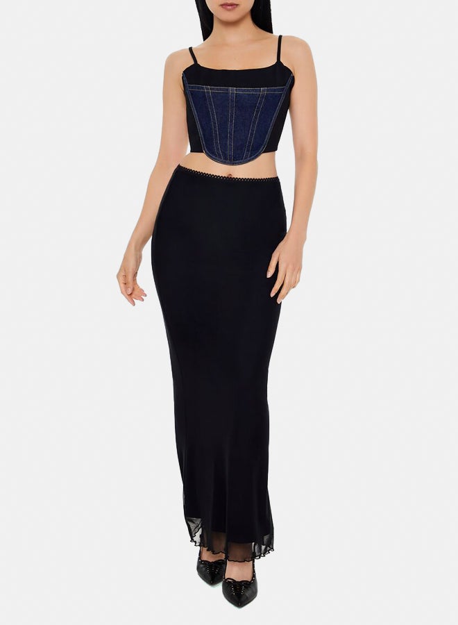 Denim Bustier Cropped Cami