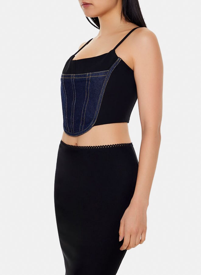 Denim Bustier Cropped Cami