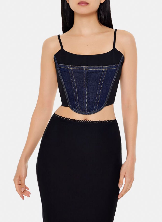 Denim Bustier Cropped Cami