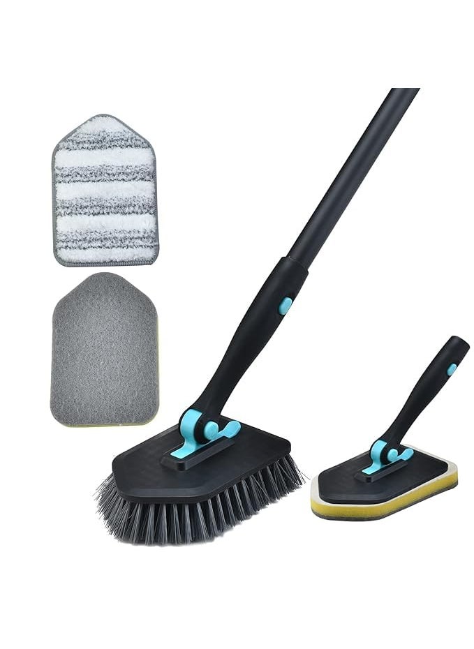 CHITDAX CHITDAX Shower Cleaning Brush with Long Handle 3 in 1 Bathroom Cleaning Brush with 504 Extendable Long Handle Fixable Stiff Scrubbing BrushShower Cleaning Tile Bathroom Floor Black  - Image 1
