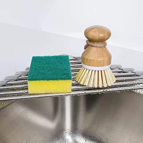 NILKANTH Triangle Roll-Up Dish Drying Rack for Sink Corner Small Foldable Stainless Steel Over The Sink Multipurpose Kitchen Drainer Caddy Organizer Storage Space Saver Shelf Holder (Grey) - Image 3