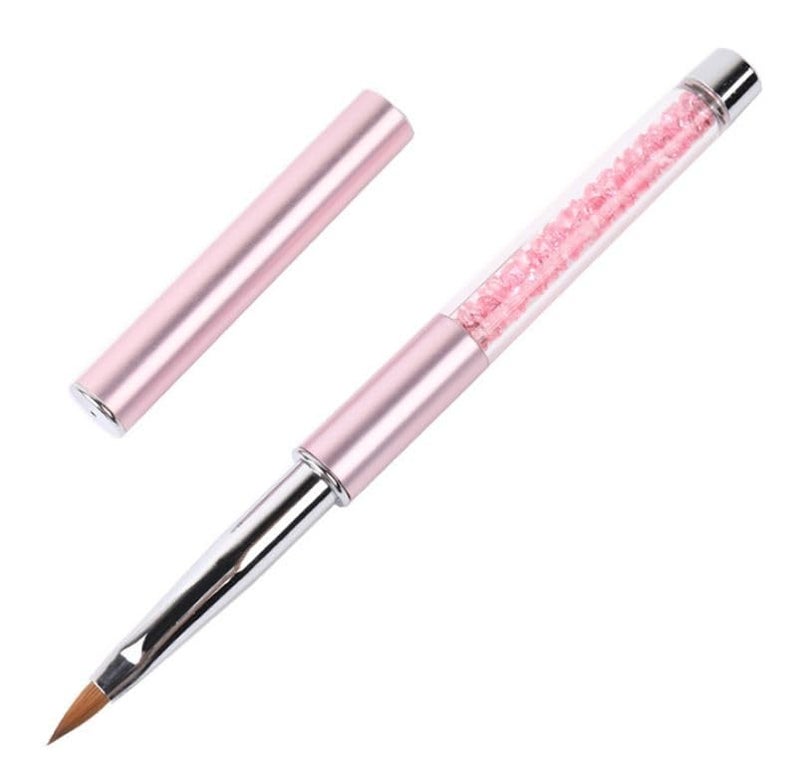 Nail Brushe for Acrylic Application Pure Handmade Round Shape,Professional Nail Art Brush Manicure for Women (Pink-NO - 4)