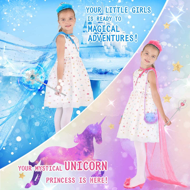 Fedio Princess Dress Up Shoes Set Little Girls Role Play Shoes Pretend Princess Gift Toy Set with 3 Pairs of Shoes,Princess Cape,Crown Tiaras,Unicorn Purse for Girls Aged 3,4,5,6 Birthday Christmas - Image 3