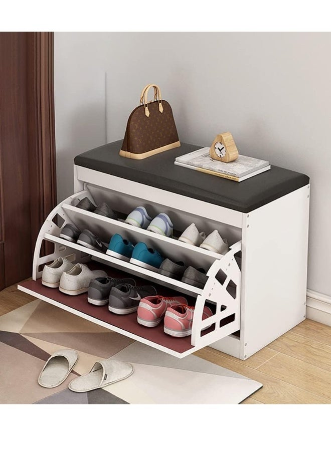 JOMILA Shoe Storage Bench with Hidden Shoe Rack Leather Entryway Shoe Bench Seat Shoe Organizer Shoe Cabinet Modern Entryway Decorative Furniture - Image 2