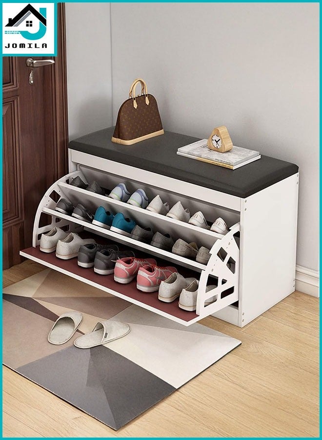 JOMILA Shoe Storage Bench with Hidden Shoe Rack Leather Entryway Shoe Bench Seat Shoe Organizer Shoe Cabinet Modern Entryway Decorative Furniture - Image 1