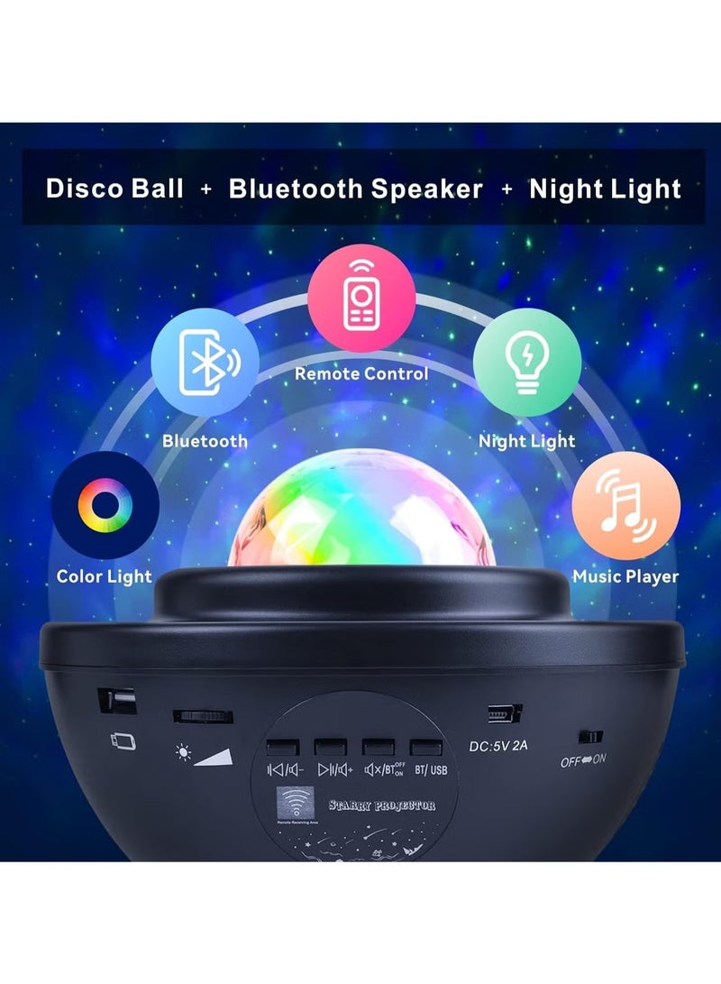 بريمو بلس جهاز بروجيكتور ليزر ستار بإضاءة LED ليلية وسحابة نيبولا ، 3 في 1 لعرض موجات السماء والمحيط مع مكبر صوت بخاصية البلوتوث وخاصية التحكم الصوتي , مصباح بروجيكتور LED على شكل نجمة مع جهاز تحكم عن بعد - Image 2