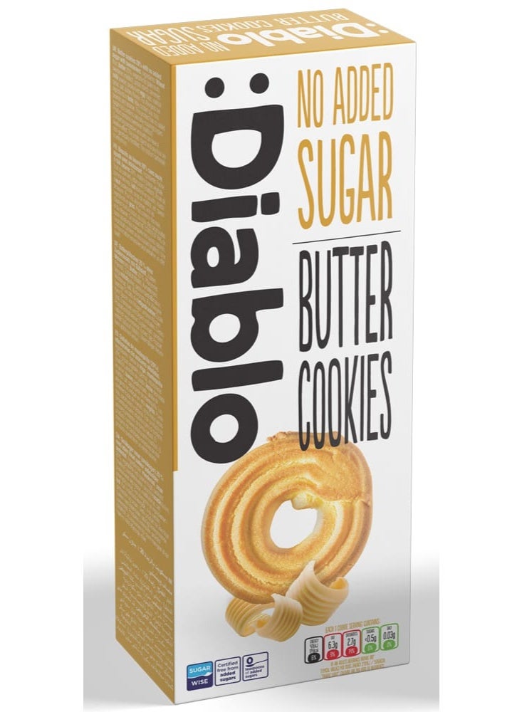 Diablo No Added Sugar Butter Cookies – Sugar-Free, with Butter & Maltitol – Delicious Crispy Snack, Non-GMO, 135g – Suitable for Diabetics | Pack of 3 - Image 1