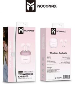 MOOGMAX Moogmax MX-EP47 A TWS wireless Earbuds with built-in a clear microphone and powerful HAFI clear sound, game without lag, Bluetooth 5.4V and ergonomic elegant design. in Pink color  - Image 2