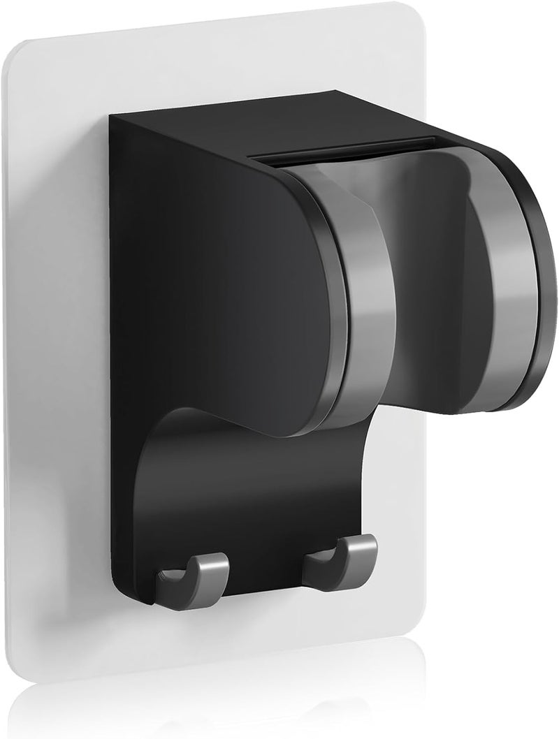 JONKEAN Shower Head Holder Without Drilling, 3m Handheld Shower Head Holder Adhesive, 50°Adjustable Shower Wand Holder Wall Mount, Shower Head Bracket with Hook (Black, 1 Pack) - Image 1