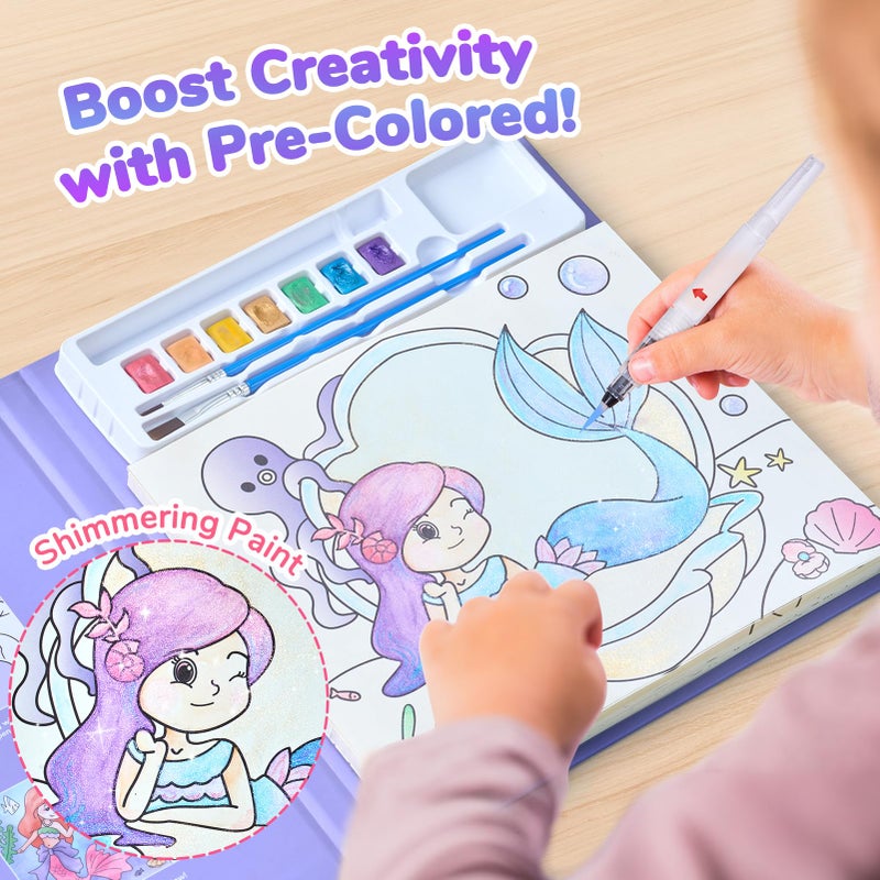 JoyCat Paint with Water Coloring Books for Toddlers, Watercolor Painting Sets for Kids Ages 3-5 4-8, Arts and Crafts Drawing Activities Toy Birthday Gifts for Boys Girls (Underwater World) - Image 4