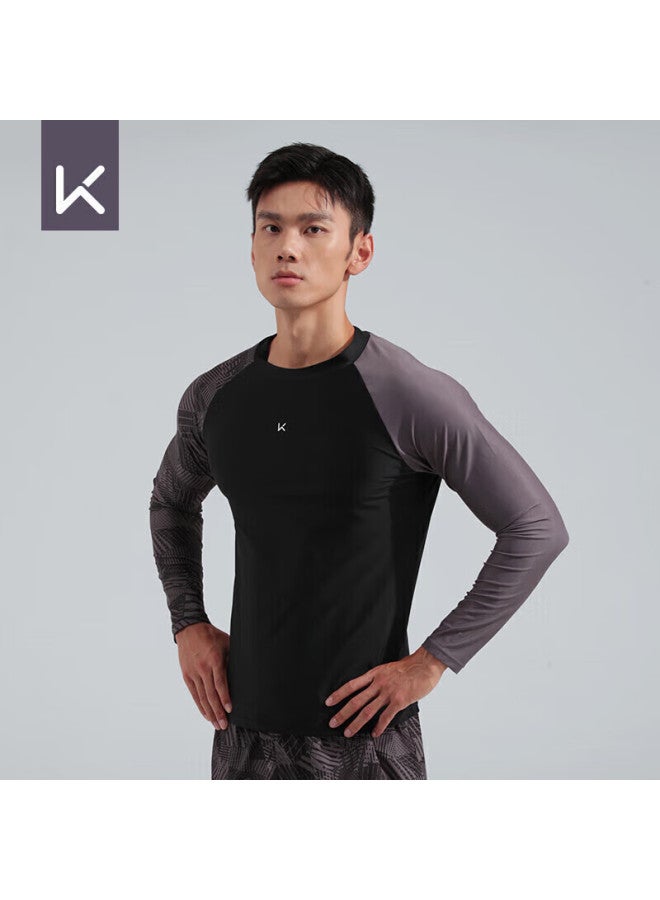 Keep Men's Long-sleeve Swimsuit, Professional Quick-dry Anti-embarrassment, Hot Spring Surfing Suit, Swimming Gear, Long-sleeve Printed, M - Image 1