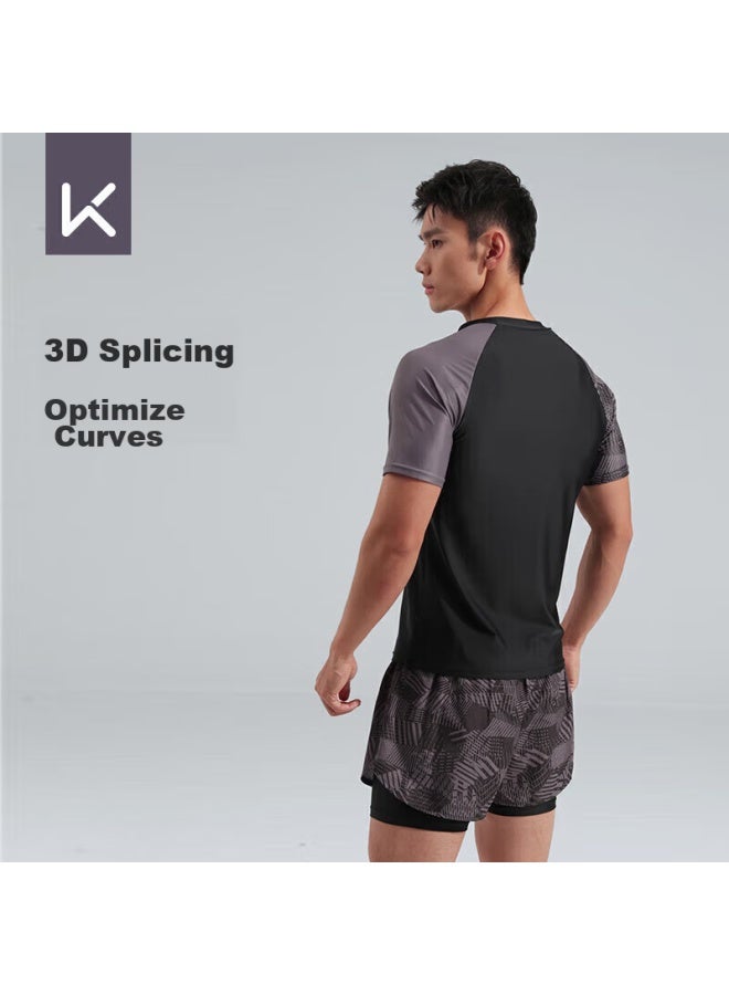 Keep Men's Long-sleeve Swimsuit, Professional Quick-dry Anti-embarrassment, Hot Spring Surfing Suit, Swimming Gear, Long-sleeve Printed, M - Image 3